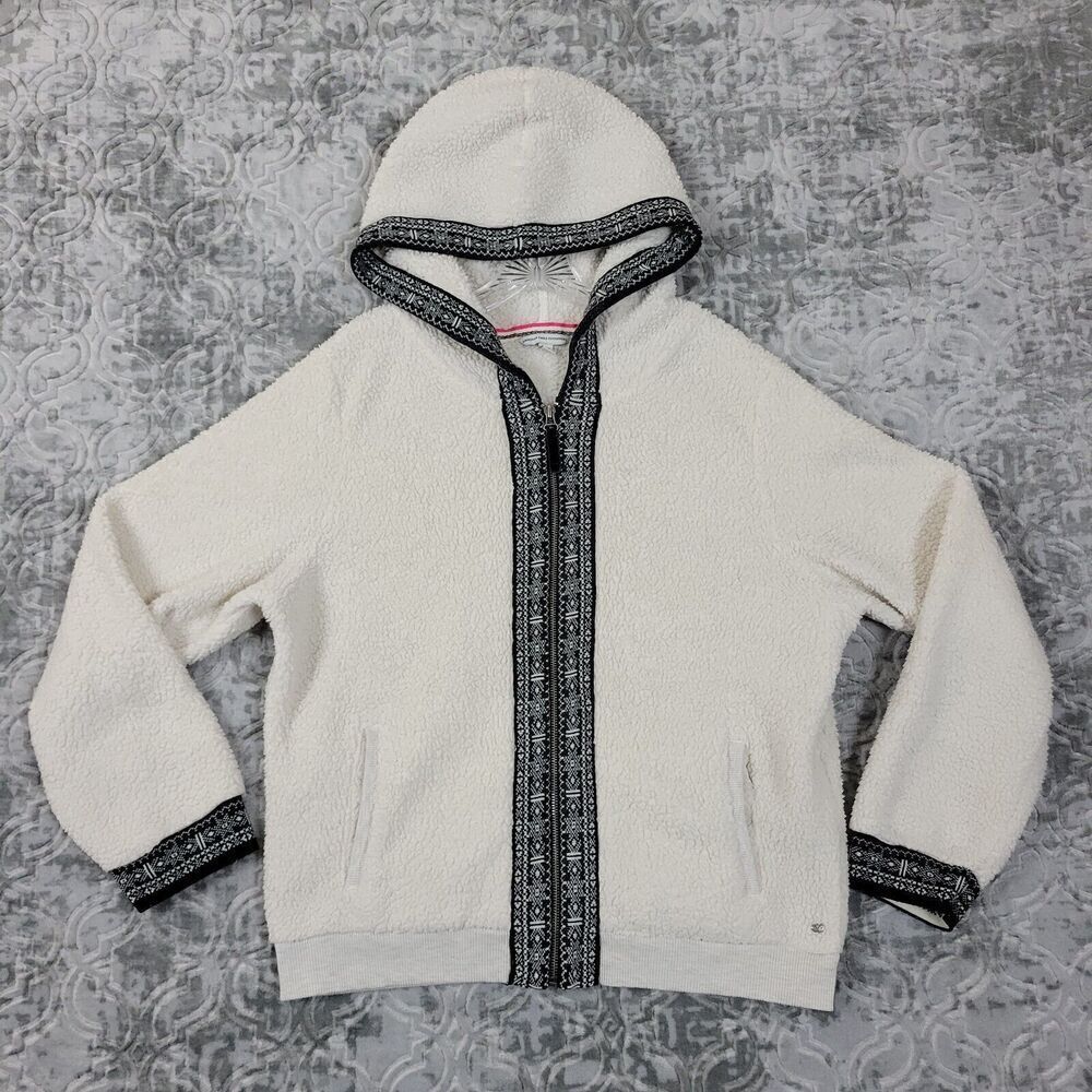 American Eagle Hoodie Womens XL Extra Large White Zip Sherpa Fleece Sweatshirt